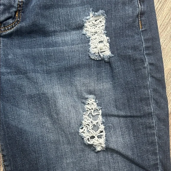Women’s Distressed Denim Shorts Mid Rise Blue Jean Size 12 - Picture 5 of 6